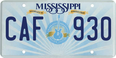 MS license plate CAF930