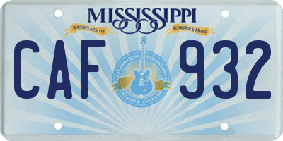 MS license plate CAF932