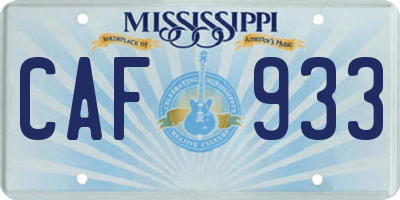 MS license plate CAF933