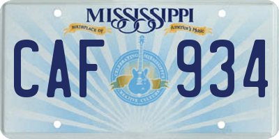 MS license plate CAF934