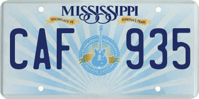 MS license plate CAF935