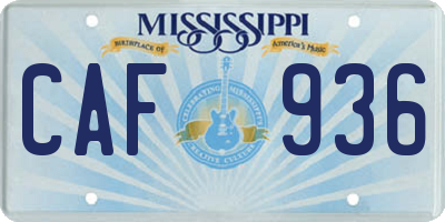 MS license plate CAF936