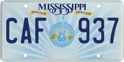 MS license plate CAF937