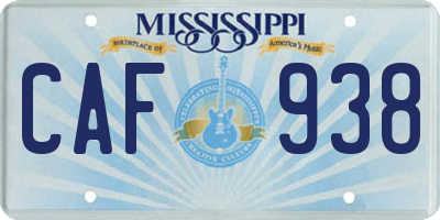 MS license plate CAF938