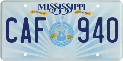 MS license plate CAF940