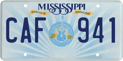 MS license plate CAF941