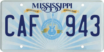 MS license plate CAF943
