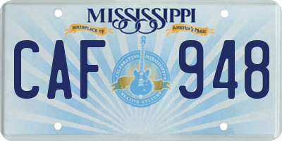 MS license plate CAF948