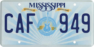 MS license plate CAF949