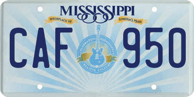 MS license plate CAF950