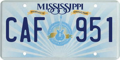 MS license plate CAF951