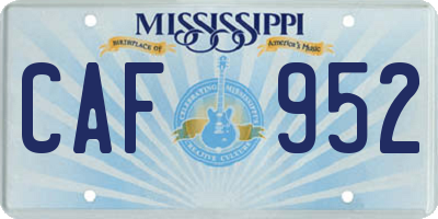 MS license plate CAF952
