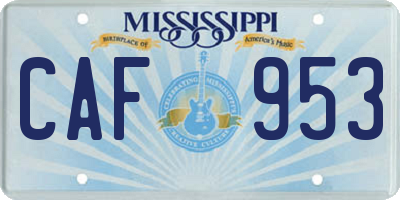 MS license plate CAF953