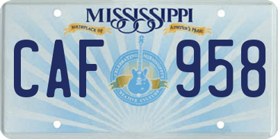 MS license plate CAF958