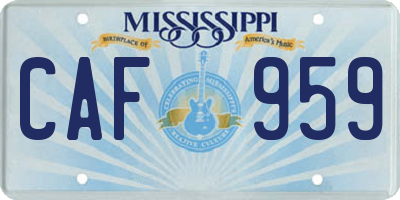 MS license plate CAF959