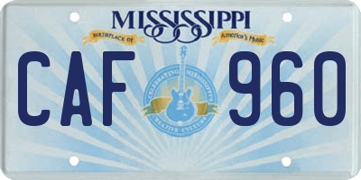 MS license plate CAF960