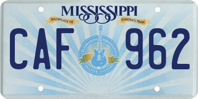 MS license plate CAF962