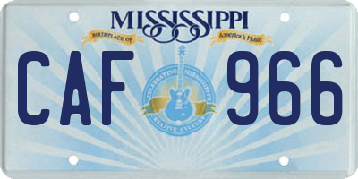 MS license plate CAF966