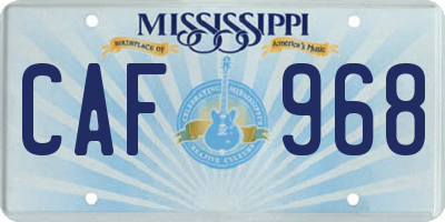 MS license plate CAF968