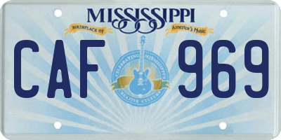 MS license plate CAF969