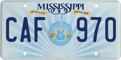 MS license plate CAF970