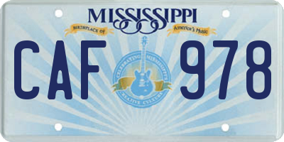MS license plate CAF978