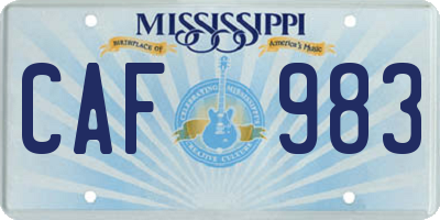 MS license plate CAF983