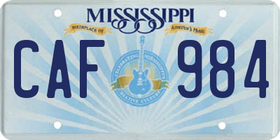 MS license plate CAF984