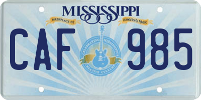 MS license plate CAF985