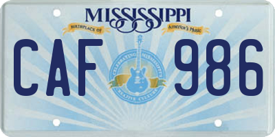 MS license plate CAF986