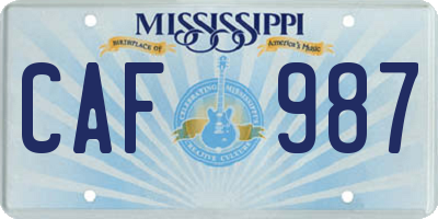MS license plate CAF987
