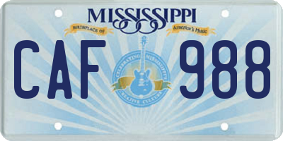 MS license plate CAF988