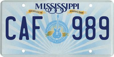 MS license plate CAF989