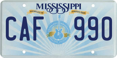 MS license plate CAF990