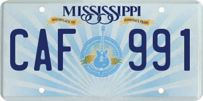 MS license plate CAF991