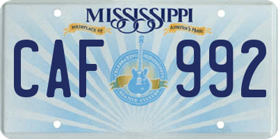 MS license plate CAF992