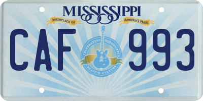 MS license plate CAF993