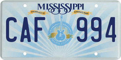 MS license plate CAF994