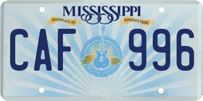 MS license plate CAF996