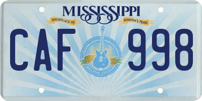MS license plate CAF998