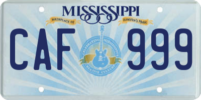 MS license plate CAF999