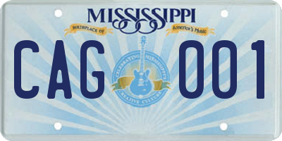 MS license plate CAG001