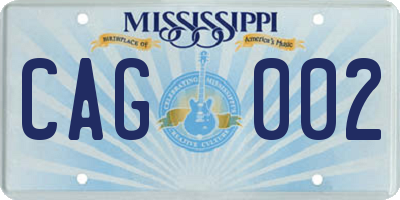 MS license plate CAG002