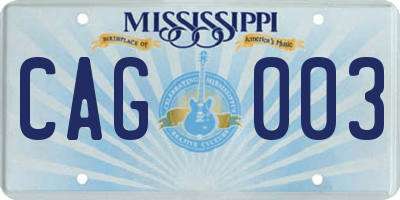 MS license plate CAG003