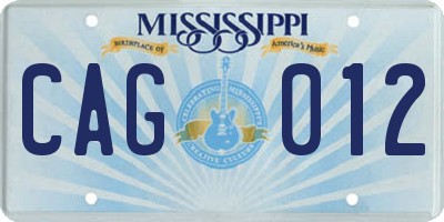 MS license plate CAG012