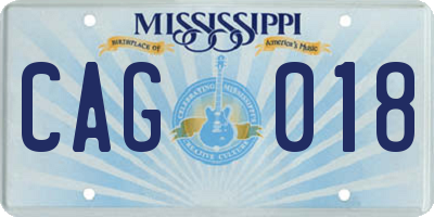 MS license plate CAG018