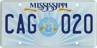 MS license plate CAG020