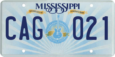 MS license plate CAG021