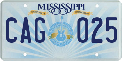 MS license plate CAG025