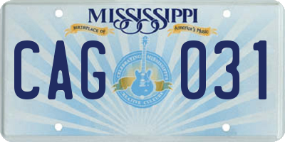 MS license plate CAG031